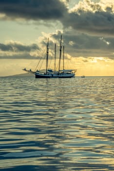 Recreational Yacht at the Indian Ocean. Beautiful sunset