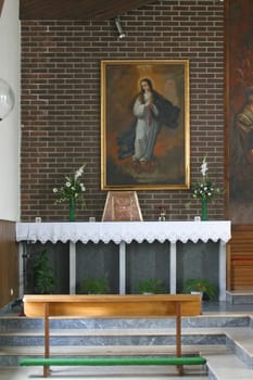 Altar in the parish church of the Holy Spirit in Staglisce, Zagreb, Croatia