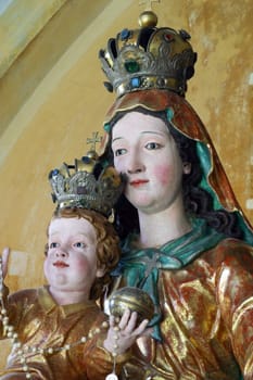 Madonna with the infant Jesus on a throne in the church of Our Lady of Jerusalem at Trski Vrh in Krapina, Croatia