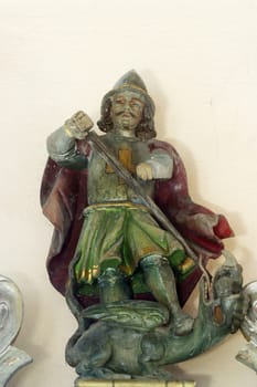 Saint George, statue on the altar of Our Lady of Sorrows in the Parish Church of Saint Peter in Petrovina, Croatia