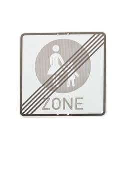 pedestrian zone end sign. isolated on white background
