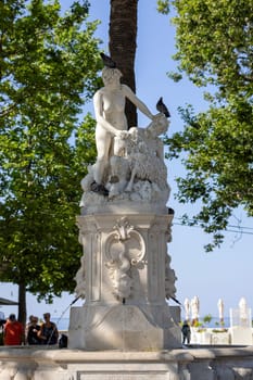 Dubrovnik, Croatia - June 27, 2023: Amerling Fountain located on Pile Square in front of historic Old City