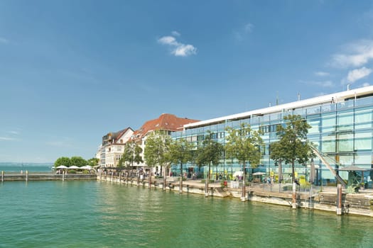 Modern media house, Medienhaus am See in the harbor of Friedrichshafen on Lake Constance, Bodensee