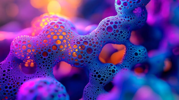 Abstract  medical science particles background. Abstract biological mutation or microscopic virus concept. Biology, Chemistry, Virology. AI generated