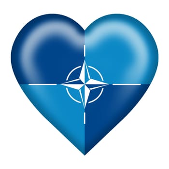 A NATO OTAN flag heart button isolated on white with clipping path