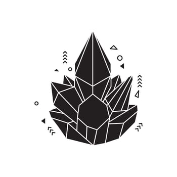 Crystal silhouette icons Sign kit of gemstone. Mineral pictogram collection includes emerald