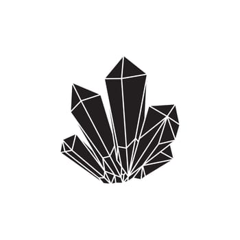 Crystal silhouette icons Sign kit of gemstone. Mineral pictogram collection includes emerald