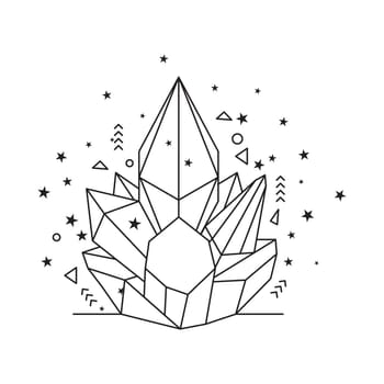 Crystal silhouette icons Sign kit of gemstone. Mineral pictogram collection includes emerald