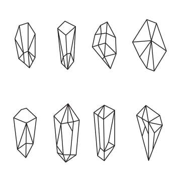Crystal silhouette icons Sign kit of gemstone. Mineral pictogram collection includes emerald