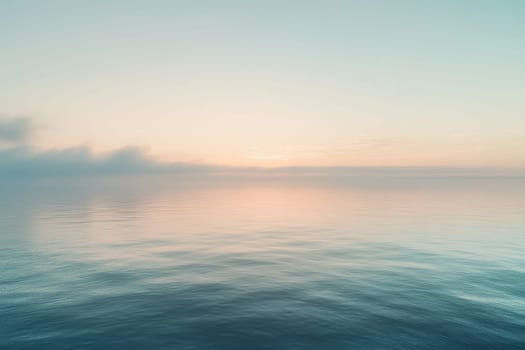 Soft, pastel-hued seascape with gentle waves and misty horizon blending sky and water.
