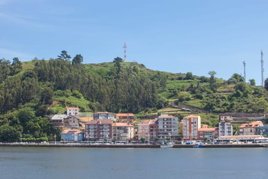 Ribadesella cityscape,  Privileged location on the edge of the sea Asturias, Spain
