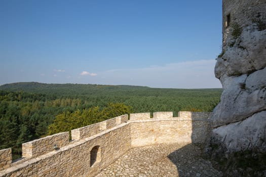 Bobolice Castle, Silesia, Poland - September 16, 2020: Medieval gothic royal Bobolice Castle located on the Polish Jurassic Highland