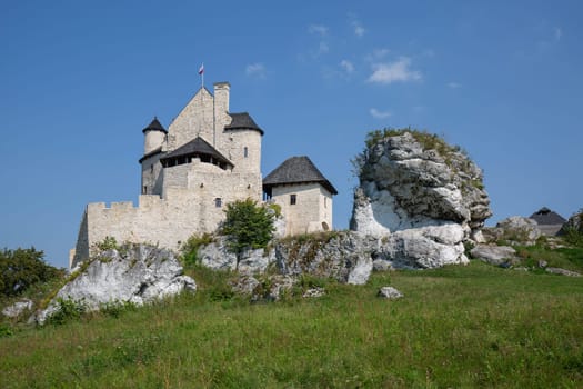 Bobolice Castle, Silesia, Poland - September 16, 2020: Medieval gothic royal Bobolice Castle located on the Polish Jurassic Highland