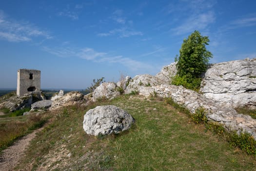 Olsztyn, Silesia, Poland - September 16, 2020: Ruins of medieval gothic Olsztyn Castle located on the Polish Jurassic Highland