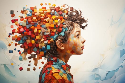 ADHD, attention deficit hyperactivity disorder, mental health, mind of a child with colorful jigsaw or puzzle pieces