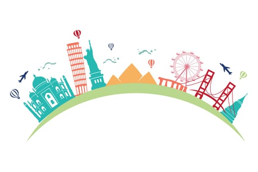 Tour travel around the world illustration design template