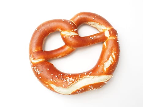 Tasty Bavarian pretzel on a white background, Traditional German food, Oktoberfest concept