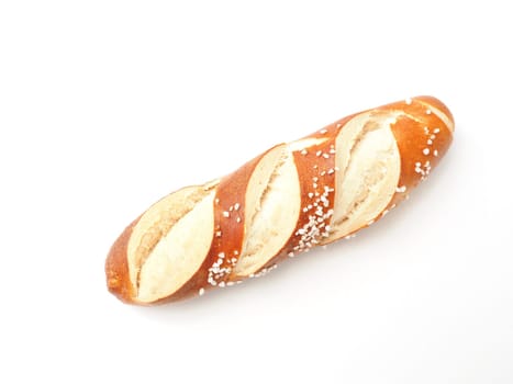 Tasty Bavarian pretzel on a white background, Traditional German food, Oktoberfest concept