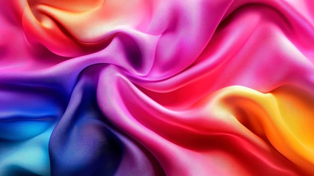 Luxury colorful synthetic fabric. Abstract satin fabric background with soft waves. Background for the design of applications or products . AI generated
