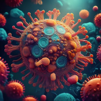 Close-up illustration of a virus