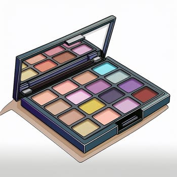 Illustration of an eyeshadow palette isolated on a white background