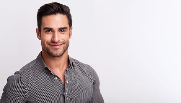 Portrait of young man isolated on white background