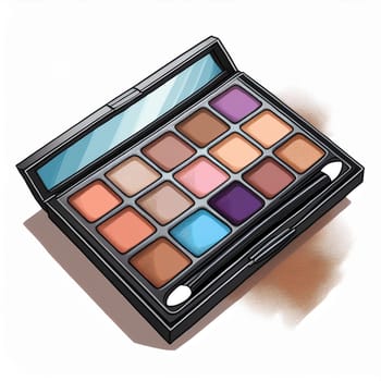 Illustration of an eyeshadow palette isolated on a white background