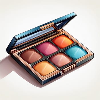 Illustration of an eyeshadow palette isolated on a white background