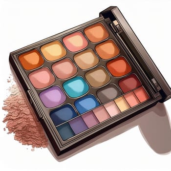 Illustration of an eyeshadow palette isolated on a white background