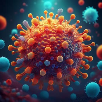 Close-up illustration of a virus