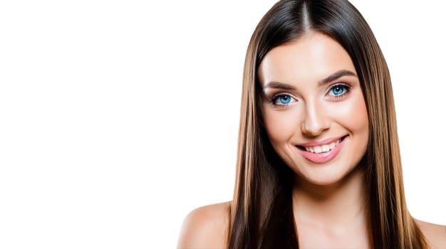 Young woman with beautiful smile isolated on white background