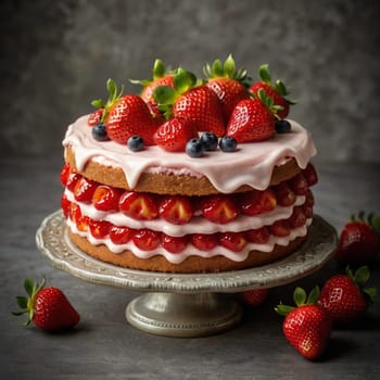 Sweet Starwberry Berry Cake