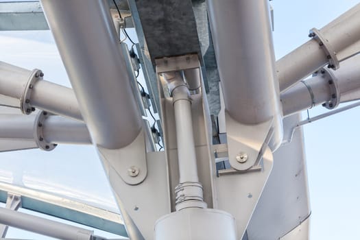 Modern building roof frame closeup. Horizontal shot