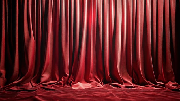Empty theater stage with red curtains. AI generated