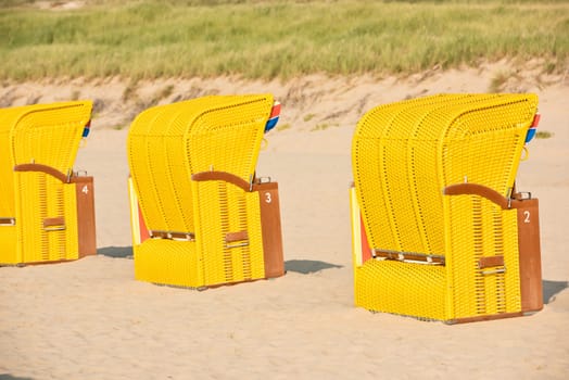 Beach wicker chairs strandkorb in Northern Germany