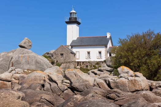 Point de Pontusval lighthouse, Bretagne, France. Horizontal shot