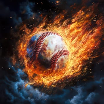 Baseball in flames AI generated image