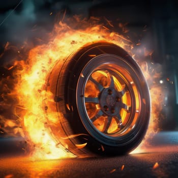 Wheel in flames AI Generated image