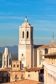 Cathedral De Girona, Spain. Vertical day shot