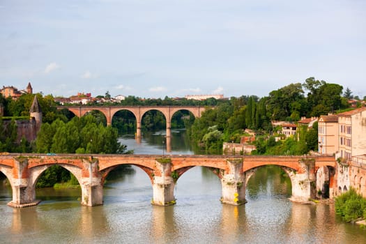 View of the August bridge in Albi, France. Horizontal shot