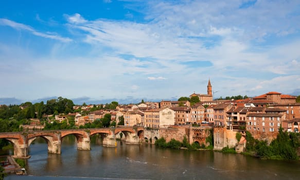View of the August bridge in Albi, France. Horizontal shot