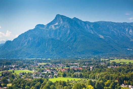 View of Austrian Alps near Salzburg. Mountains landscape