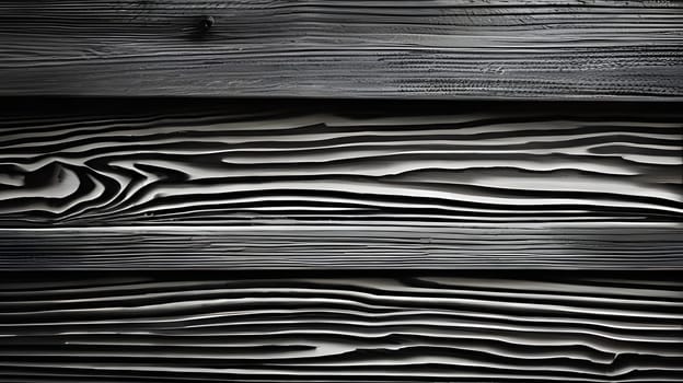 The image features a close-up view of black wooden panels, revealing intricate textures and swirling patterns formed by natural wood grain. The lighting enhances the uniqueness of each line.