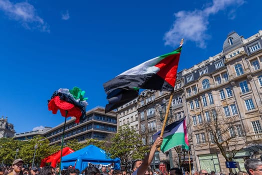 Porto, Portugal: May 1, 2024: Celebration and Protest of the May 1in Portugal, Labour Day, in Porto, Portugal