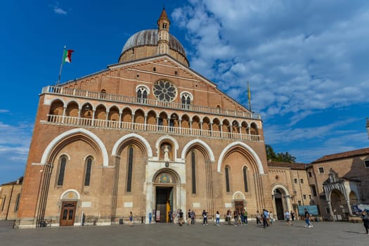 Padua, Italy - July 27, 2024: The Pontifical Basilica of Saint Anthony of Padua. Roman Catholic church and minor basilica in Padua, northern Italy