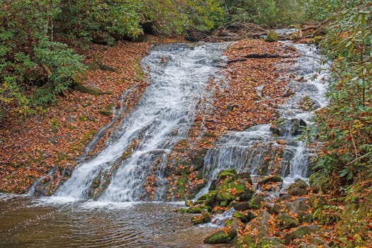 Blurry Indian Creek Cascade in the Smoky Mountains in North Carolina