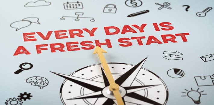 A compass with icons -  Every day is a fresh start