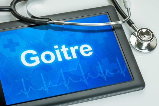 Tablet with the text Goitre on the display