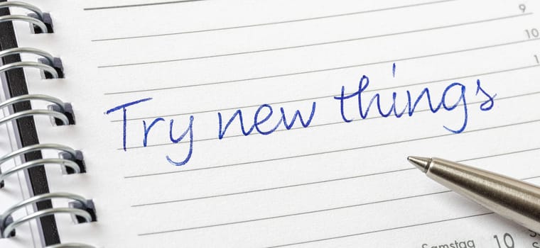 Try new things written on a calendar page