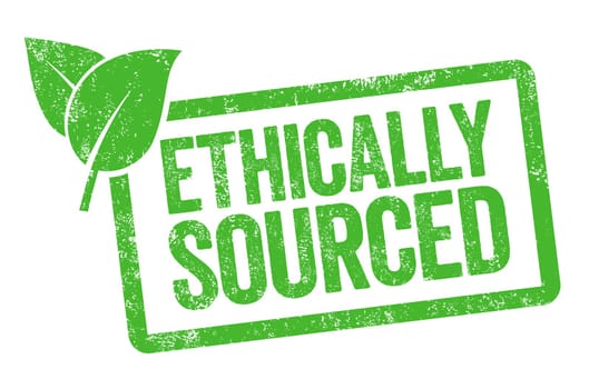 Green stamp isolated on a white background - Ethically sourced